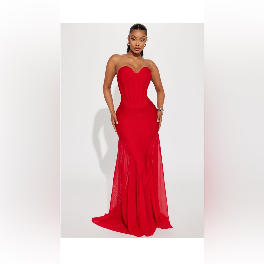 Sexy red maxi bandage dress